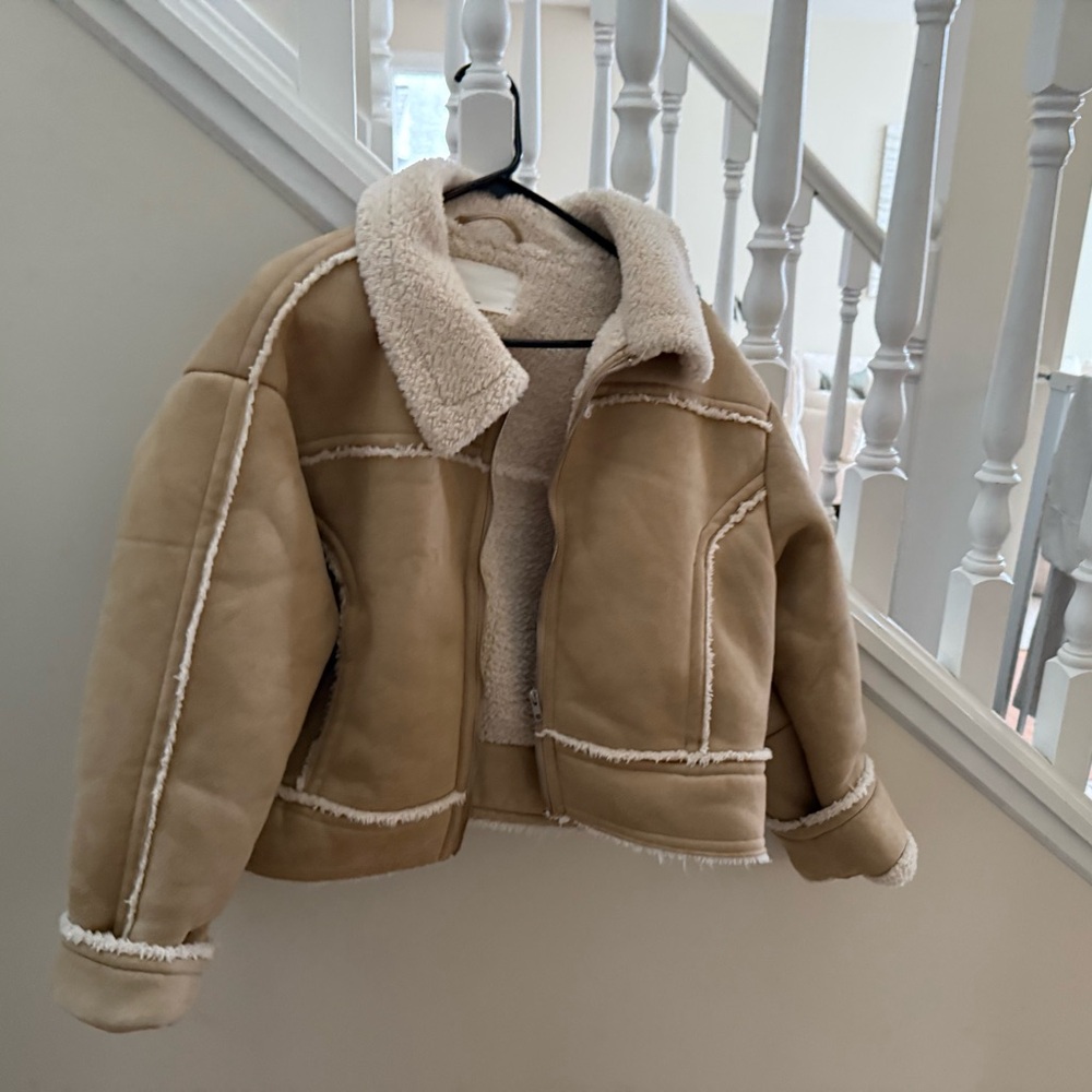 OAK + FORT Cream Shearling Jacket
